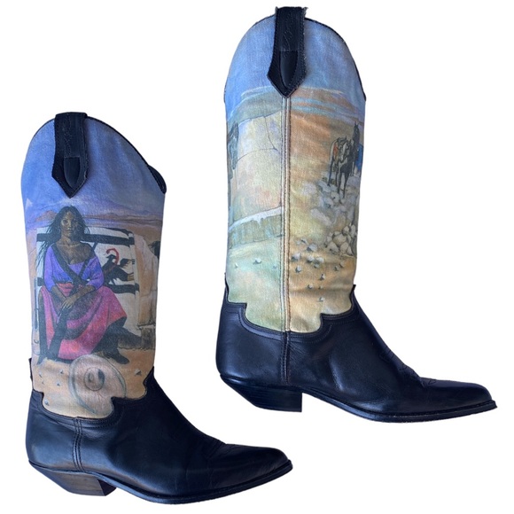 Seychelles Native Woman in Desert Print Leather Cowboy Boots - Picture 2 of 10
